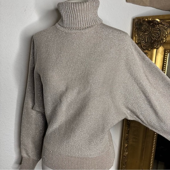 NWT Philosophy Republic Clothing Taupe & Silver Metallic Crewneck Size XS $68 - Picture 3 of 9